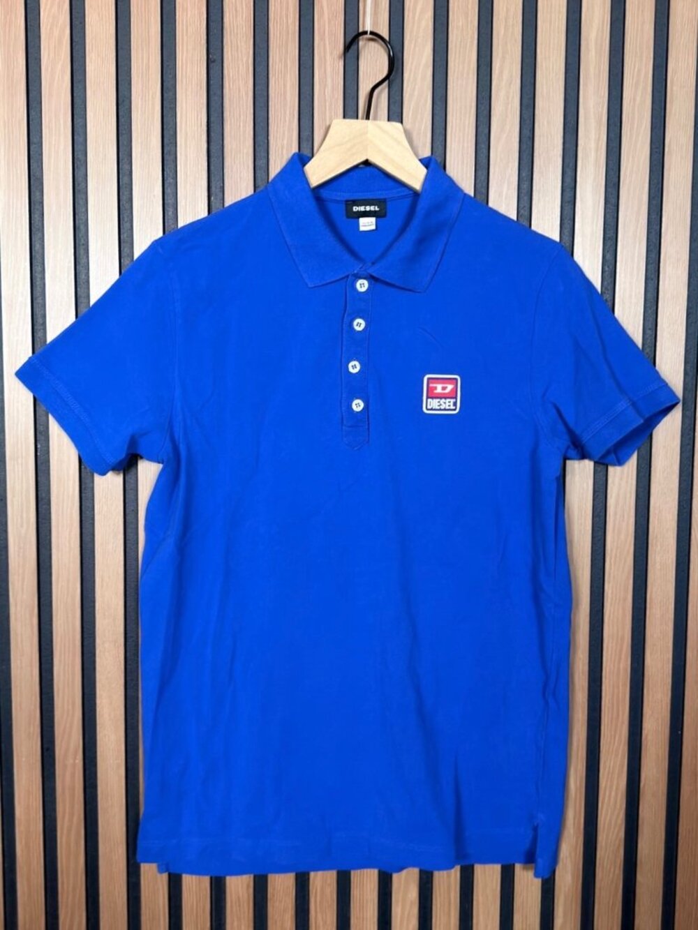 Diesel Polo Shirt XS / Small Mens Blue Graphic Logo Short Sleeve Collared